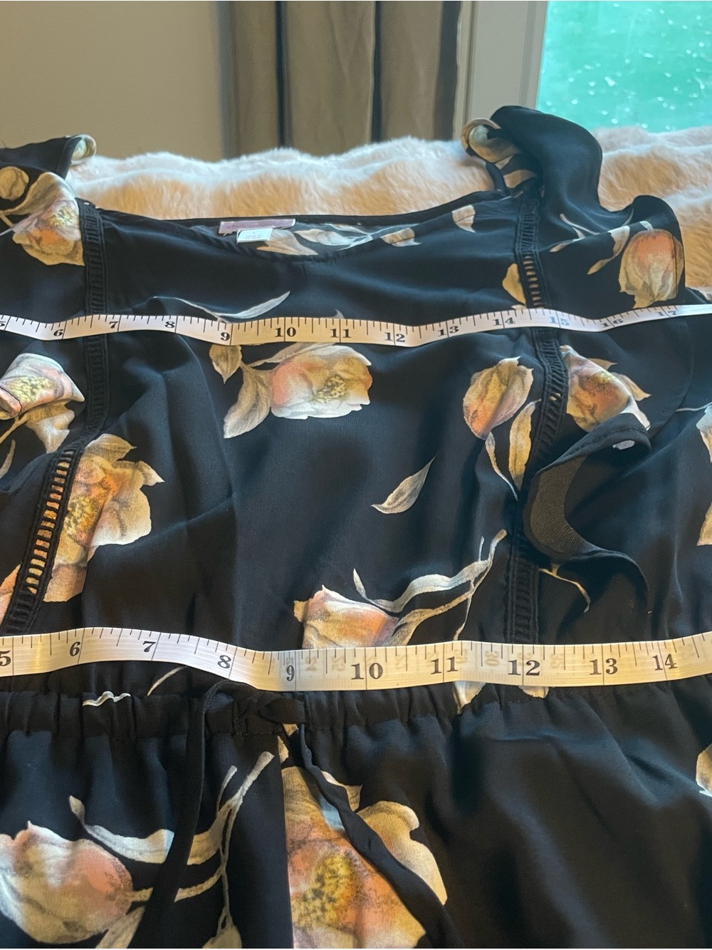 Xhilaration Black Floral Jumpsuit with Ruffle Straps - Picture 11 of 16